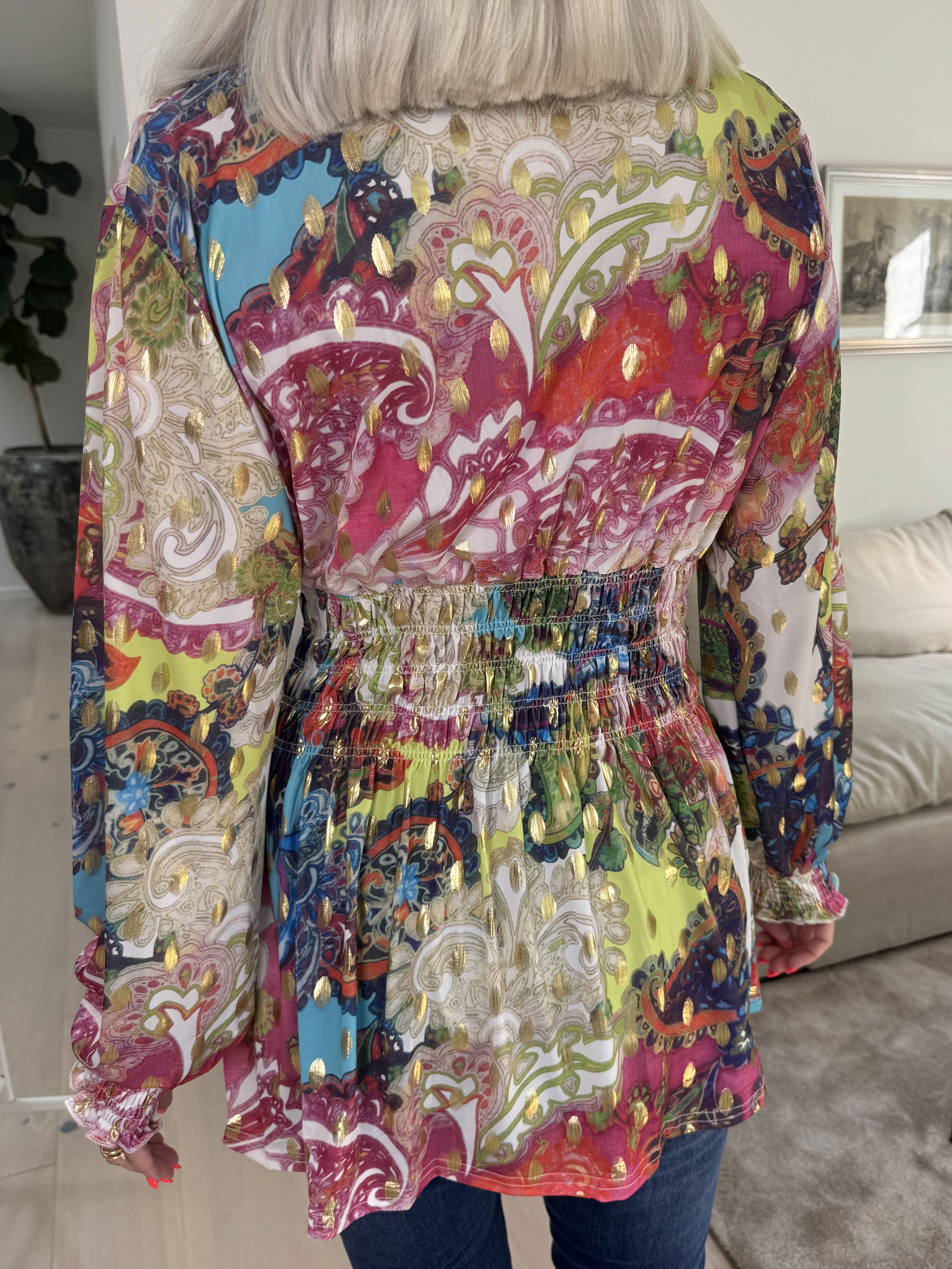 Pams Elements Shirt L/S - Elastisk bluse i krølfrit stof med lange ærmer